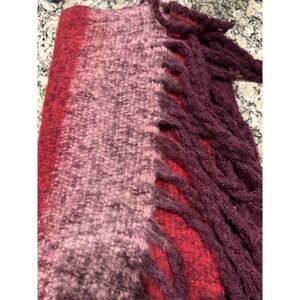 Steve Madden Burgundy Stripe Chunky Winter Scarf New